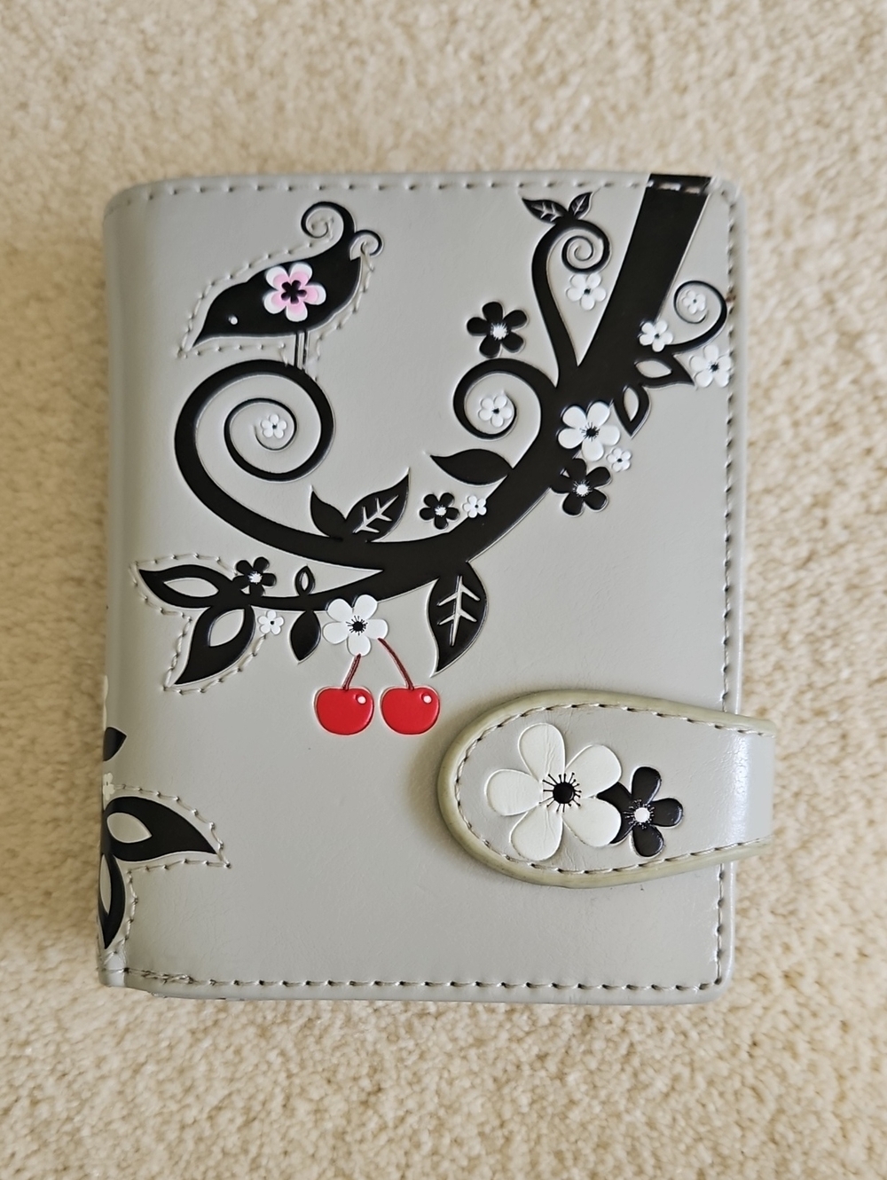 Shag Wear Women's Light Gray Floral & Cherry Wallet
